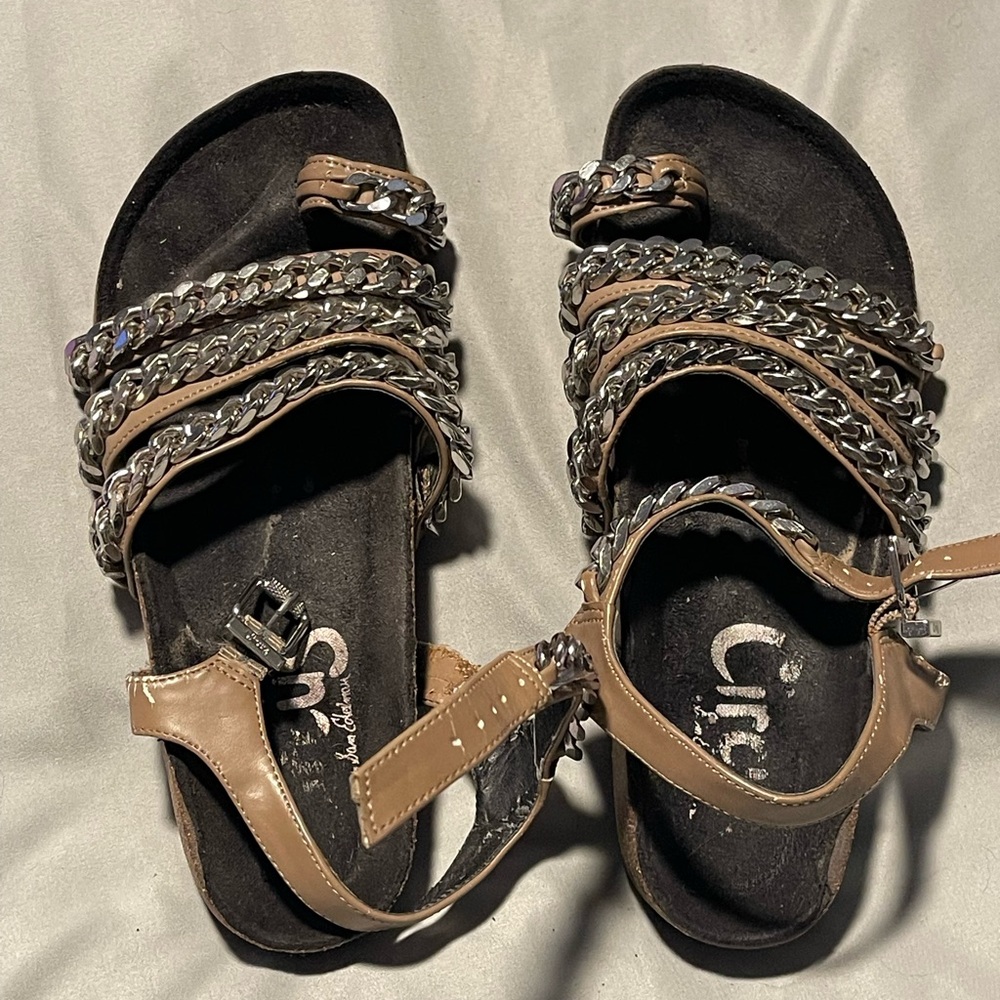 Sam Edelman Silver Chain Tan Sandals